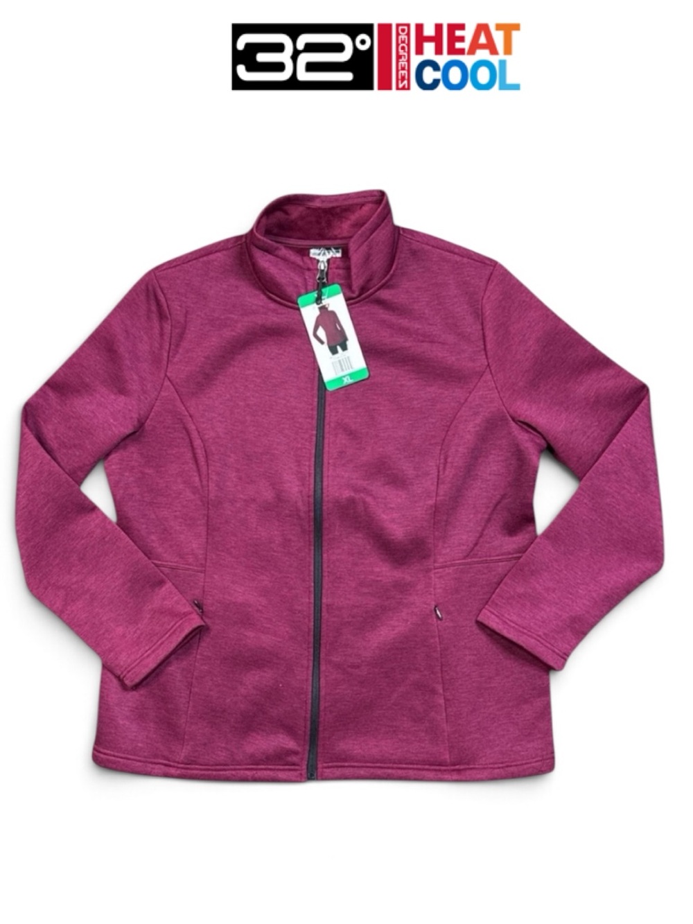 NWT 32 DEGREES HEAT SANGRIA FLEECE TECH PLUSH LINED ZIP FRONT JACKET SIZE XL